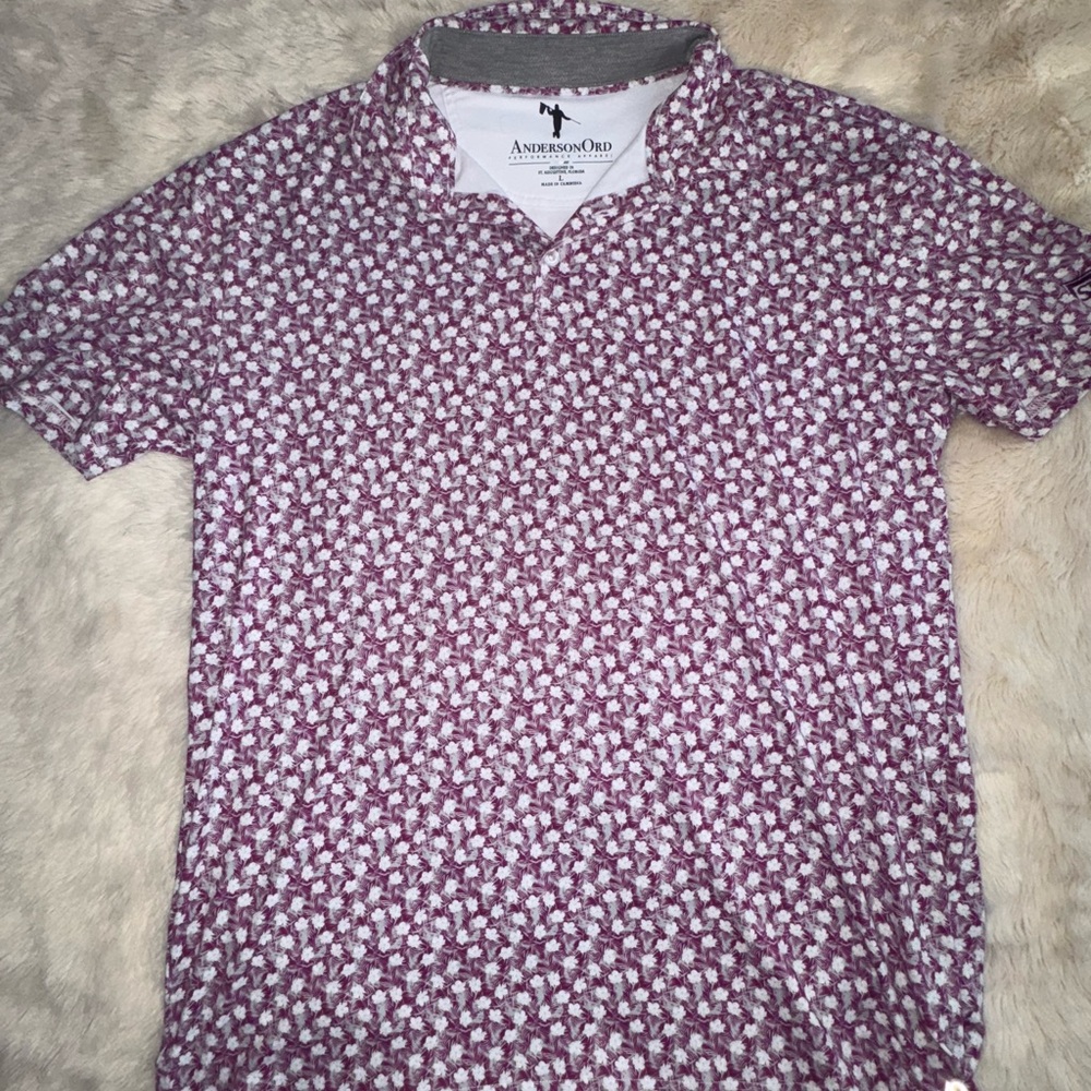 AndersonOrd Red Patterned golf shirt